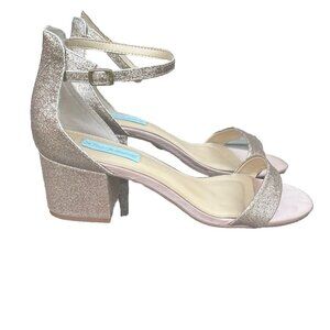 Betsey Johnson Women's Gold, Glitter, Block Heels, Evening/Formal Strappy Size10